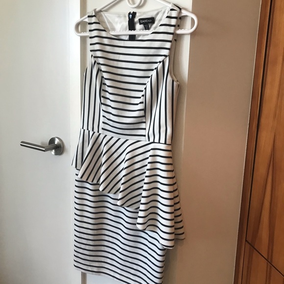 Size small black and white striped cocktail dress by Bebe - Picture 4 of 5